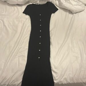 Zara midi black button dress size small